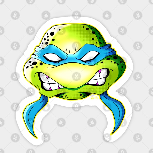 Angry Blue Ninja Turtle Sticker by nicitadesigns